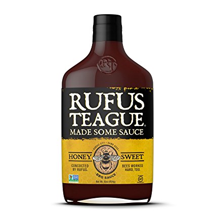 Rufus Teague- Honey Sweet BBQ Sauce-16oz. World Famous Kansas City BBQ Sauce for Chicken, Ribs, Steak, Pork Chops and Seafood. Proudly Crafted in USA- GMO Free, Gluten Free, HFC Free and Kosher.