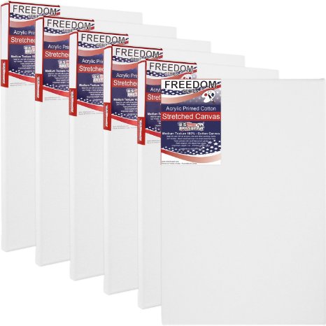 US Art Supply 16 X 20 inch Professional Quality Acid Free Stretched Canvas 6-Pack - 34 Profile 12 Ounce Primed Gesso - Great for Students and Professional Artists 1 Full Case of 6 Single Canvases