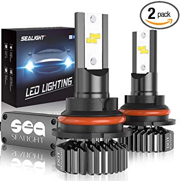 9004 HB1 Led Headlight Bulbs Hi/Lo Beam, Plug And Play,SEALIGHT 7600LM Fanless Headlight Kit- 40W 6000K Cold White