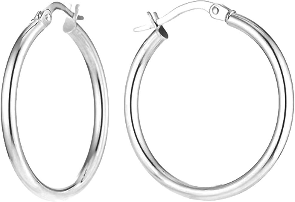 Charmsy Sterling Silver Jewelry Classic Italian Click Top Hoop Earrings for Girl Teen Women