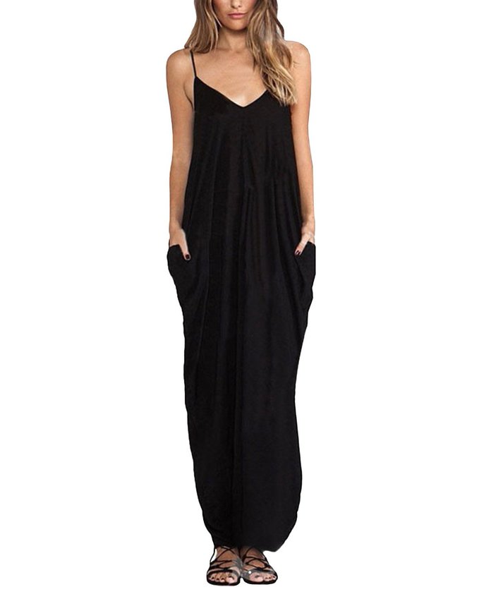 ZANZEA Women Sexy V Neck Strappy Holiday Party Beach Sundress Long Maxi Dress