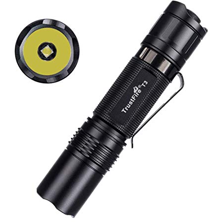 TrustFire T3 1000 Lumens LED Police Flashlight Military Grade Tactical Waterproof Flashlight For Hiking Camping use 2x CR123A or 1x 18650 Rechargeable Li-ion Batteries (Not Included)