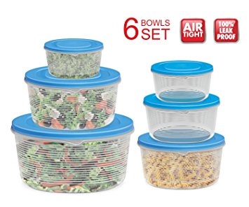 MIXING BOWL SET WITH LIDS 12 Pc.- MILTON Large And Small Mixing Bowls With Covers – Plastic Stackable Prep Bowl Set – Durable Nesting Kitchen Bowls – Air Tight Leakproof Food Storage Containers - Blue