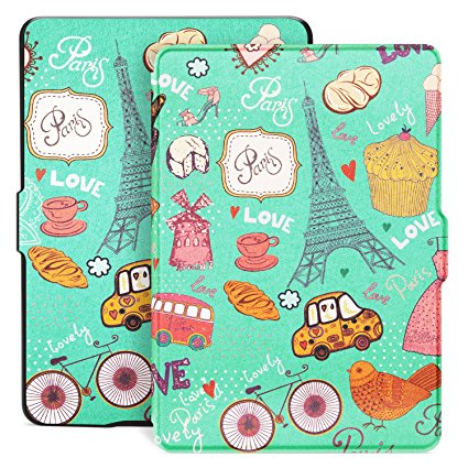 Ayotu Colorful Case for Kindle Paperwhite E-reader Auto Wake/Sleep Smart Protective Cover Case,Fits All 2012, 2013, 2015 and 2016 Versions Kindle Paperwhite,K5-09 The Paris Impression