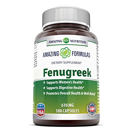 Amazing Nutrition Fenugreek Seed Supplement - 610mg Capsules Made With Pure Seed Extract - 180 Capsules Per Bottle - All Natural Supplements To Support Womens Health, Digestive Health, Overall Well-Being