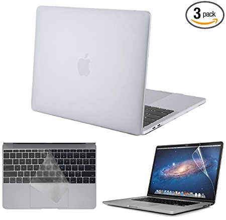 KEC MacBook Pro 15 Inch Case (2016, Touch Bar) Plastic Hard Shell Cover with KeyBoard Cover   Screen Protector 3 in 1 A1707 (Matte Clear)