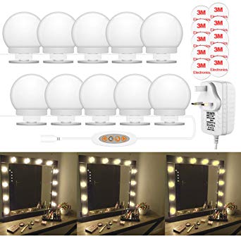 Hollywood Style LED Vanity Mirror Lights Kit, 10 Dimmable Makeup Mirror Light Bulb with 5 Levels Color Temperature (Warm White to Cool White), 495cm Adjustable Cable Length, for Dressing Table