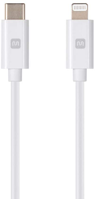 Monoprice Apple MFi Certified Lightning to USB Type-C Rapid Charge and Sync Cable - 6 Feet - White, Compatible with iPod, iPhone, iPad with Lightning Connector - Select Series, 138384