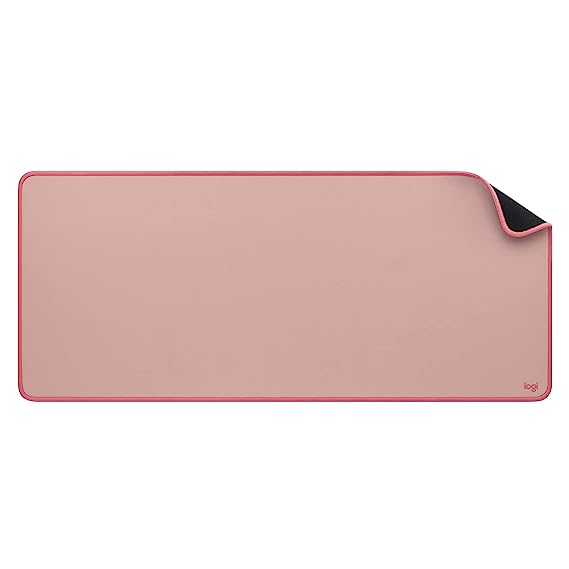 Logitech Desk Mat - Studio Series, Multifunctional Large Desk Pad, Extended Mouse Mat, Office Desk Protector with Anti-Slip Base, Spill-Resistant Durable Design-Dark Rose (956-000045)