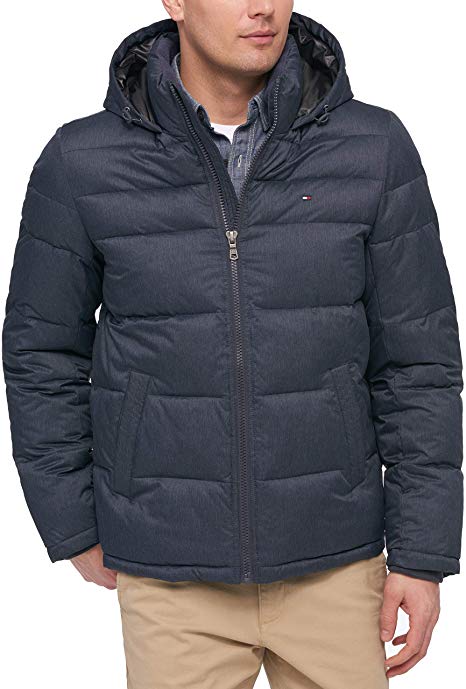 Tommy Hilfiger Mens Classic Hooded Puffer Jacket (Regular and Big & Tall Sizes) Down Alternative Coat