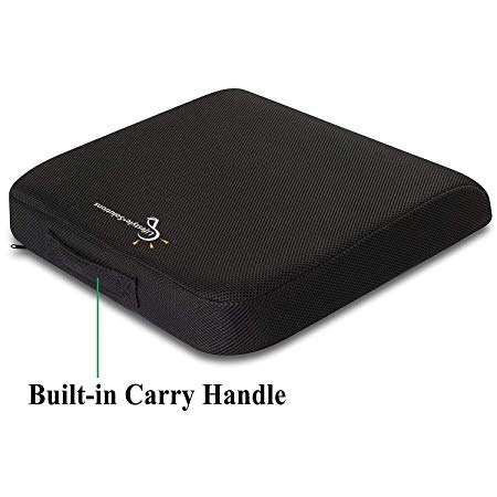 Large Seat Cushion with Carry Handle and Anti Slip Bottom, Large Memory Foam Seat Cushion – Perfect for Office Chair Wheelchairs, Extra Large Seat Cushion for Truck Drivers Includes Carrying Bag
