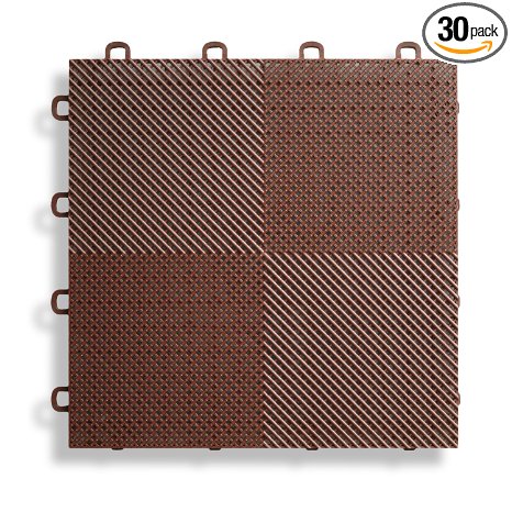 BlockTile B2US5230 Deck and Patio Flooring Interlocking Tiles Perforated Pack  Brown 30-Pack