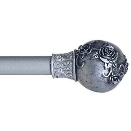 Lavish Home Floral Ball Curtain Rod, 3/4", Silver