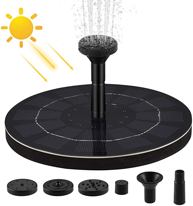 LEDGLE Solar Fountain Pump, 2.5W Bird Bath Fountain Water Pump with 800mAh Battery Backup, Upgraded 4-in-1 Nozzle Solar Powered Water Pumps for Bird Bath, Garden, Patio, Pond and Pool