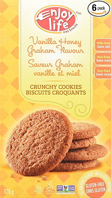 Enjoy Life Crunchy Cookies, Gluten-Free, Dairy-Free, Nut-Free and Soy-Free, Vanilla Honey Graham, 6.3 Ounce (Pack of 6)