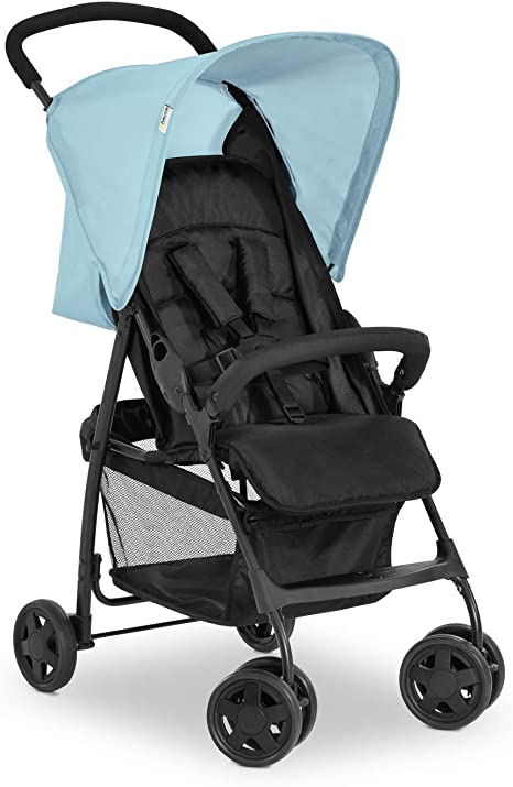 Hauck Lightweigt Pushchair Sport / Compact Folding / Fully Reclining / Lie-Flat Position From Birth / XL Shopping Basket / Sun Canopy / Up to 18 Kg / Blue