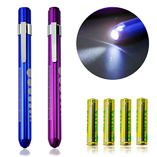 ZITRADES White color 2pcs Colored Diagnostic Reusable LED PENLIGHT with Pupil Gauge Extra bright pre-focused beam BY ZITRADES