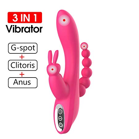 3 in 1 Rabbit Anal G Spot Dildo Vibrator for Women Adult Sex Toys with 7 Vibrating Modes, CHEVEN Silicone Waterproof Rechargeable Personal Womens Vibrators Clit Stimulator Sex Things for Couples