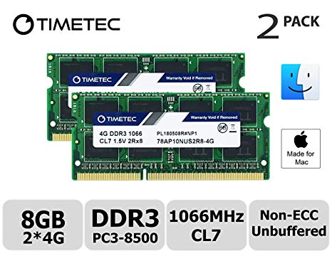 Timetec Hynix IC 8GB Kit (2x4GB) DDR3 PC3-8500 1066MHz Memory Compatible for Apple iMac 21.5 inch/27 inch/20 inch/24 inch, MacBook Pro 13 inch/ 15 inch/ 17 inch, Mac Mini 2009 2010 (8GB Kit (2x4GB))