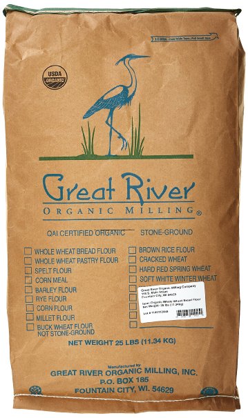Great River Organic Milling Organic Whole Wheat Bread Flour 25-Pound Package