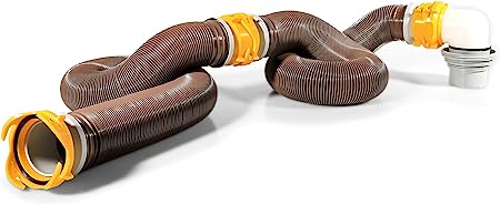 Camco 20ft Revolution Swivel RV Sewer Hose Kit, Includes Swivel Fittings and 4-in1 Elbow Adapter, Frustration-Free Packaging