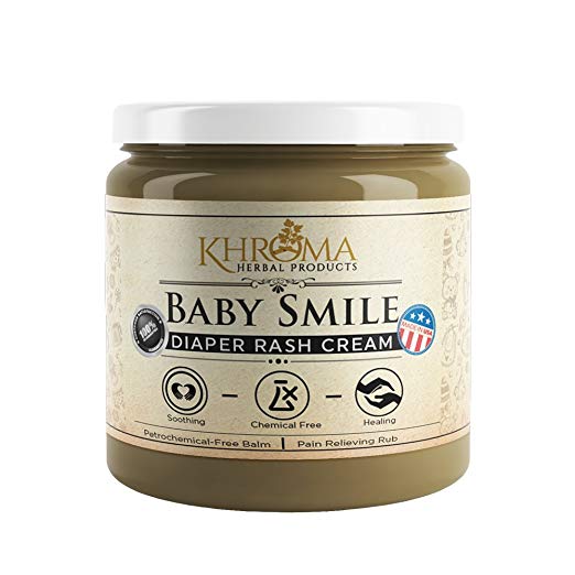 Baby Smile - Organic Soothing Diaper Rash Cream - 2 oz in Glass Bottle - With Lavender, Calendula Flowers, Shea Butter