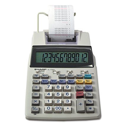 Sharp EL-1750V 12 Digit Compact Desktop 2-Color Printing Calculator