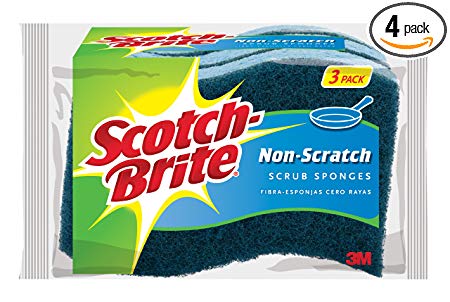 Scotch-Brite Non-Scratch Scrub Sponge, 3-Sponges/Pk, 4-Packs (12 Sponges Total)