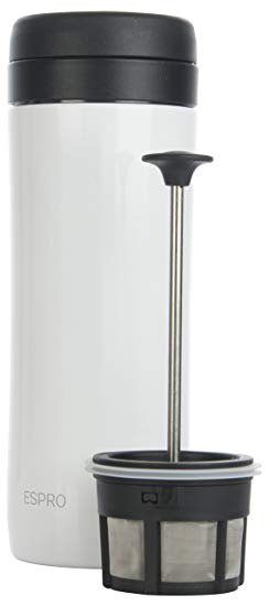 Espro Travel Coffee Press, Stainless Steel, 12 oz (Chalk White)