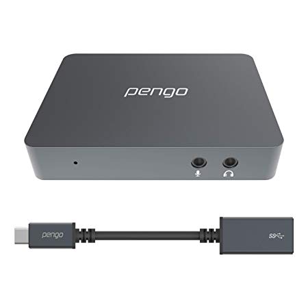 PENGO 4K HDMI Grabber [Bundle with] USB-C to USB-A/Female Cable, Support USB-C 3.0 interface, UHD 4K @ 60fps 4:4:4 pass-thru, No Driver, Windows, Linux, Mac OSX, Live stream for PS4, Xbox One (Bundle)