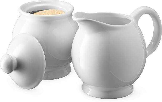 KooK Sugar and Creamer Set, Ceramic Make, White