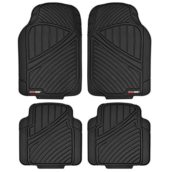 Motor Trend FlexTough Standard - 4pc Set Heavy Duty Rubber Floor Mats for Car SUV Van & Truck (Black) (MT-774-BK_AMJAN)