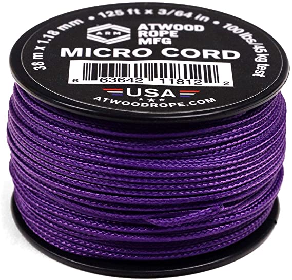 Atwood Rope MFG Micro Utility Cord 1.18mm X 125ft Reusable Spool | Tactical Nylon/Polyester Fishing Gear, Jewlery Making, Camping Accessories