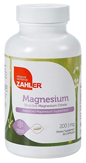 Zahler Magnesium Citrate 200MG, All Natural Supplement With Maximum Absorption, Helps Maintain Normal Muscle And Nerve Function, Certified Kosher (60 Count)