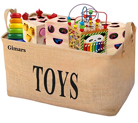 Gimars XL 20" Jute Storage Basket Bin Chest Organizer - Perfect for Organizing Toy Storage, Baby Toys, Kids Toys, Dog Toys, Baby Clothing, Children Books, Gift Baskets