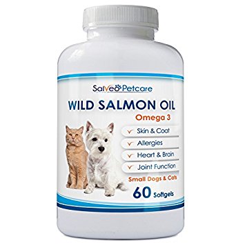 Salmon Oil for Dogs and Cats - Premium Omega 3 Supplement for Healthy Skin and Coat - Wild Caught Alaskan Fish Oil - Easy to Swallow 500mg Capsules Best for Small Dogs - No Fishy Smell or Mess