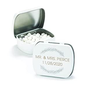 Personalized Winter Wedding Mint Tins - 24 Pieces, 12 Ounces