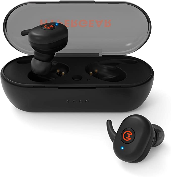 HyperGear Active True Wireless Earbuds & Portable Charging Case, Touch Control Earbuds to Play Music   Calls, Activate Siri with Noise-Cancelling Mic [Black]