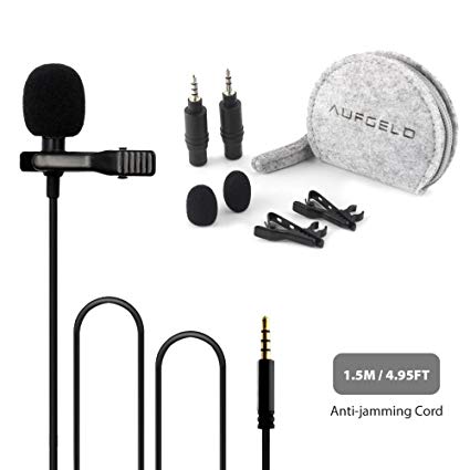 Professional Best Small Mini Lavalier Lapel Lav Condenser Microphone for Apple Mac Macbook iPhone Android Windows Smartphones Clip On Interview Youtube Video Voice Podcast Noise Cancelling Mic (LM-03G)
