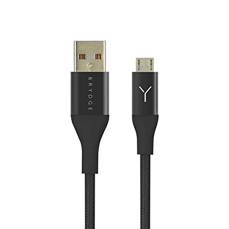 Brydge USB to Micro-USB Charging Cable - Nylon Braided, Quick Charge, 1.2M - Black