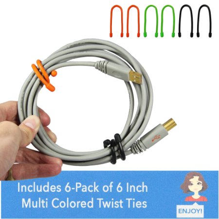 EliteTechGear Twist Ties For Organizing Your Gear 6-Pack 6 Inch Multicolored