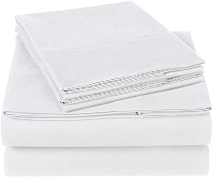 Way Fair 4 PCs Sheets Set 800 Thread-Count 100% Cotton Sheets Soft Luxury & Wrinkle Free Fitted Sheet with Elastic All Around Fits Mattress Upto 15 inches Deep White Solid Full Size.