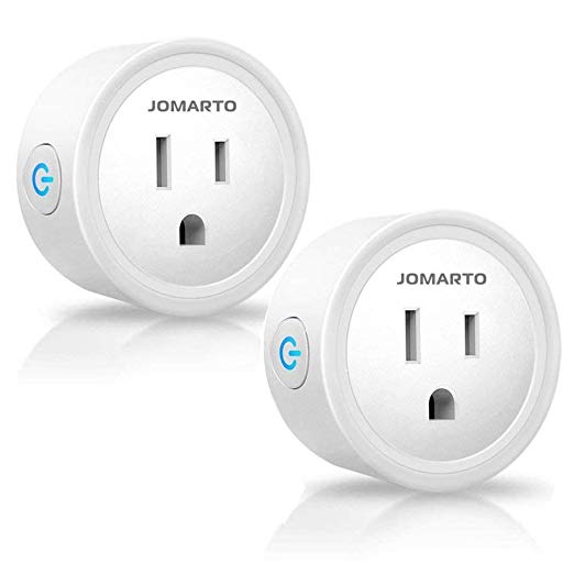 WiFi Smart Plug Outlet, 2 Pack Mini Smart Socket Compatible with Alexa and Google Home,APP Remote Control and Timer Function No Hub Required,Overload Protection,Space-Saving by JOMARTO
