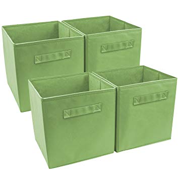 Sorbus Foldable Storage Cube Basket Bin (4 Pack, Green)