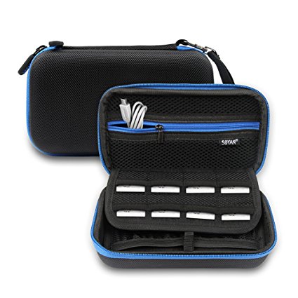 Soyan Carrying Case for Nintendo New 3DS XL and 2DS XL, with 16 SD Card Holders, Fits Wall Charger (Blue)