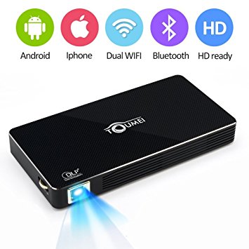 TOUMEI C800 Pico Projector Mini Android Smart Projector Slim Wireless Portable Pocket Projector Youtube Netflix Miracast Airplay 1080P HD Support Bulid-in Power Bank (HDMI-IN)
