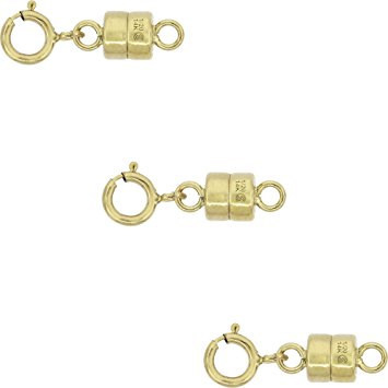 3 PACK 14k Gold-filled 4 mm Magnetic Clasp Converter for Light Necklaces USA Square Edge 5.5mm SpringRing