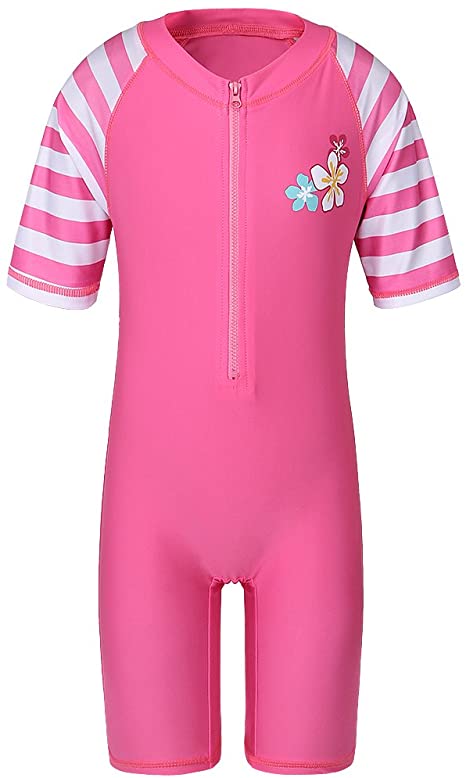 TFJH E Girls Swimsuit 3-10 Years UPF 50  UV One Piece Swimwear with Zipper