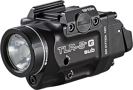 Streamlight 69438 TLR-8G Sub 500-Lumen Compact Rail-Mounted Tactical Light with Integrated Green Aiming Laser Exclusively for 1913 Short Models with CR123A Battery, Black