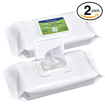 Disposable Wet Adult Wipes, 128 Pack - Pre Moistened Soft Washcloths for Elderly and Babies - Enriched with Aloe and Lanolin, Hypoallergenic and Alcohol Free - Premium Quality, 9"x13"